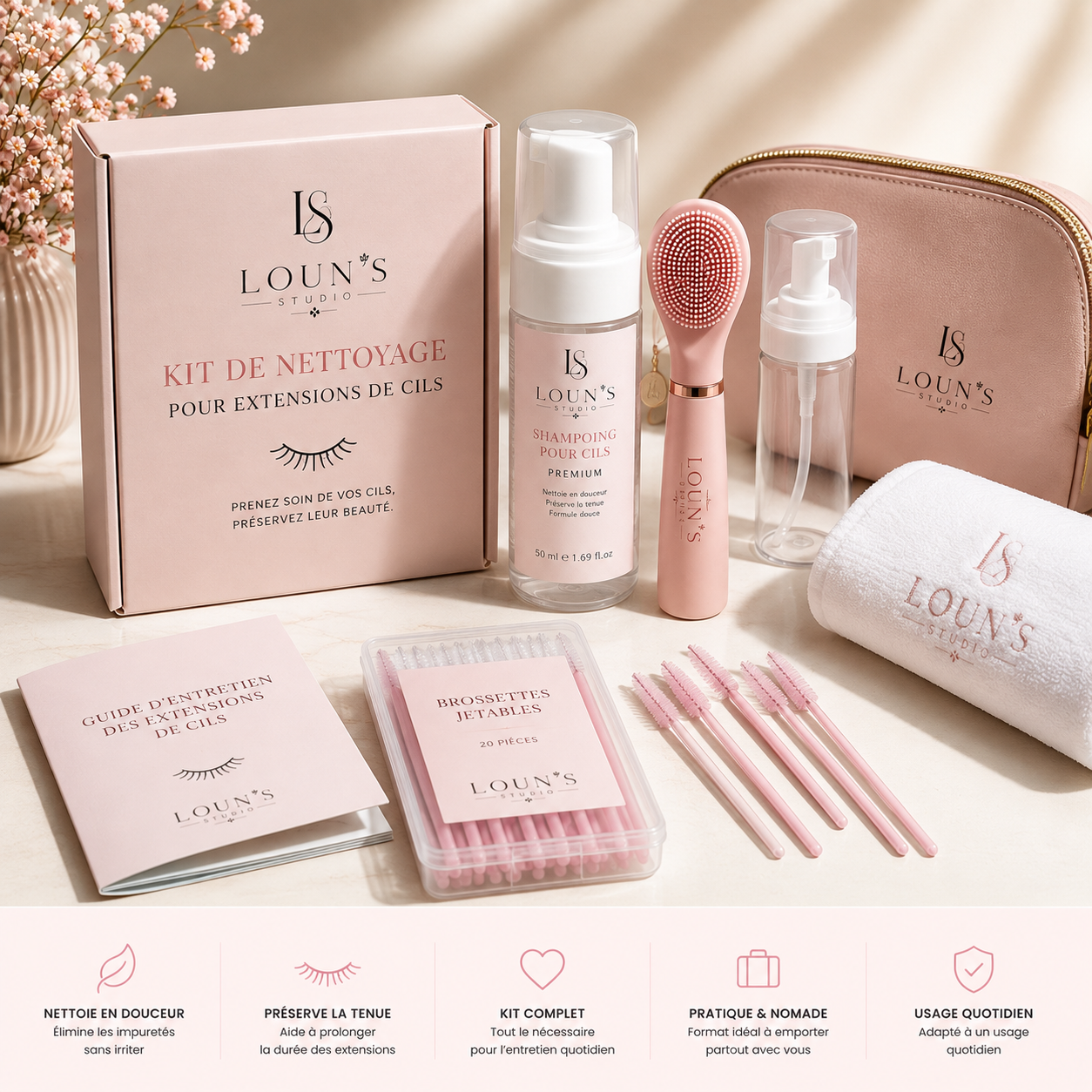 Kit de Nettoyage pour Extensions de Cils