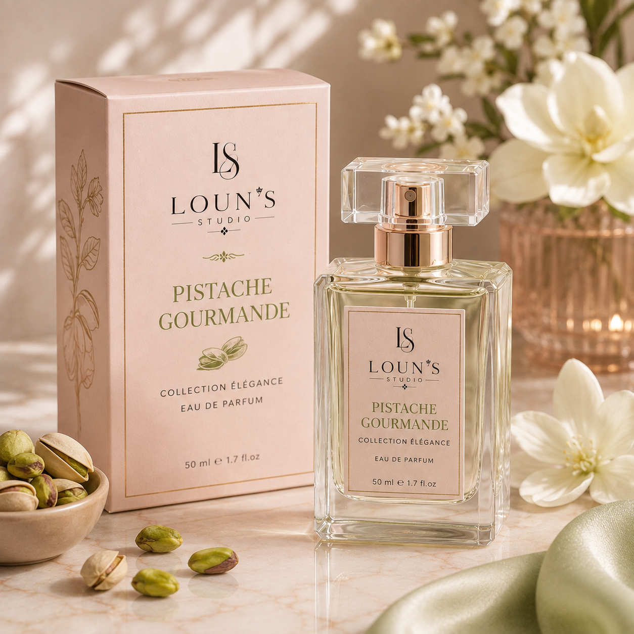 Flacon Pistache Gourmande Eau de Parfum Collection Élégance